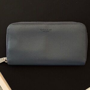 Coach Slate Blue Leather Zip Wallet